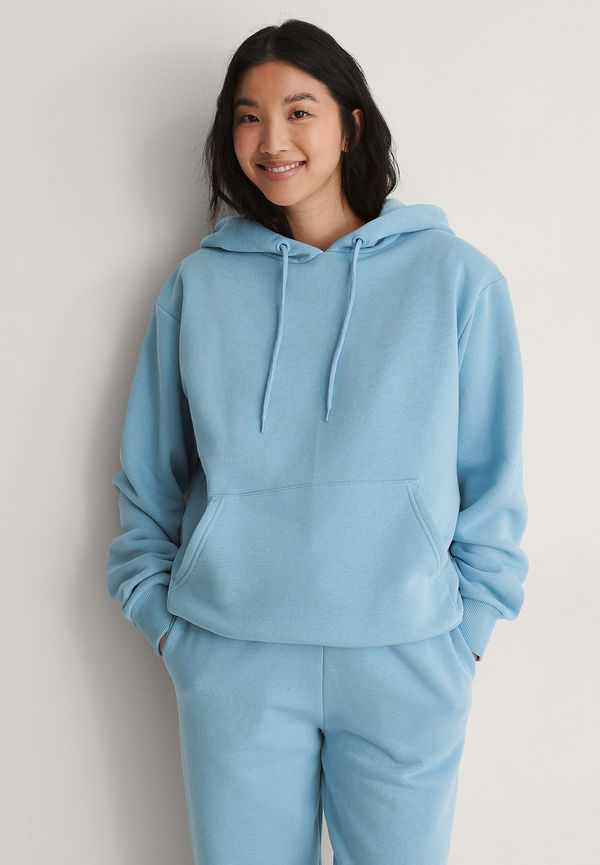 NA-KD Basic Oversize hoodie med borstad yta - Blue
