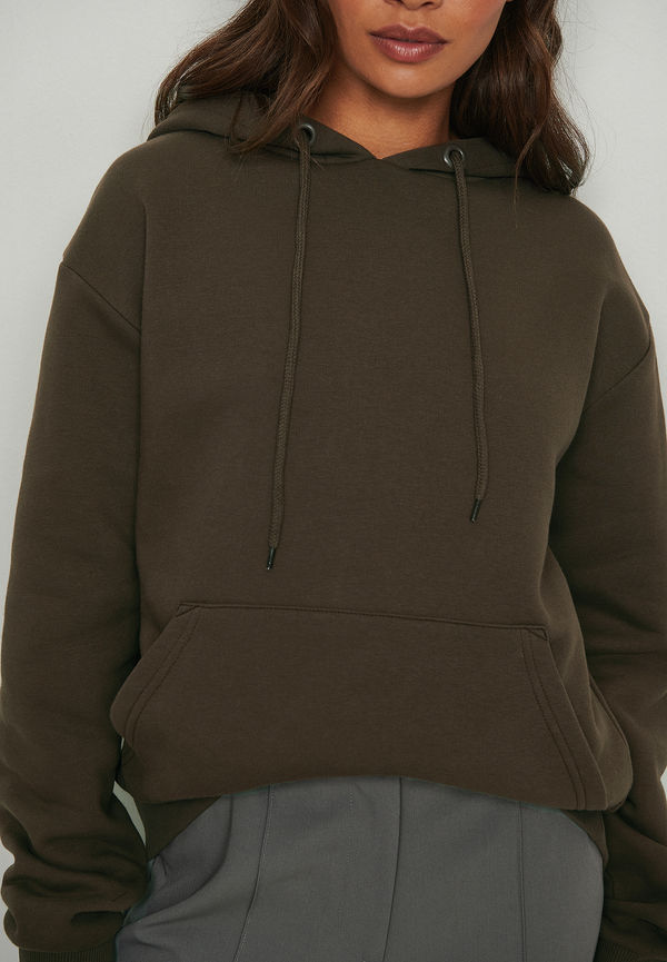 NA-KD Basic Oversize hoodie med borstad yta - Brown