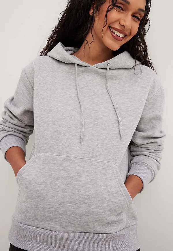 NA-KD Basic Oversize hoodie med borstad yta - Grey
