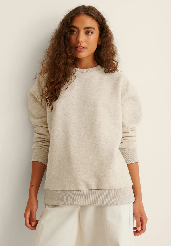 NA-KD Basic Oversized sweatshirt - Beige