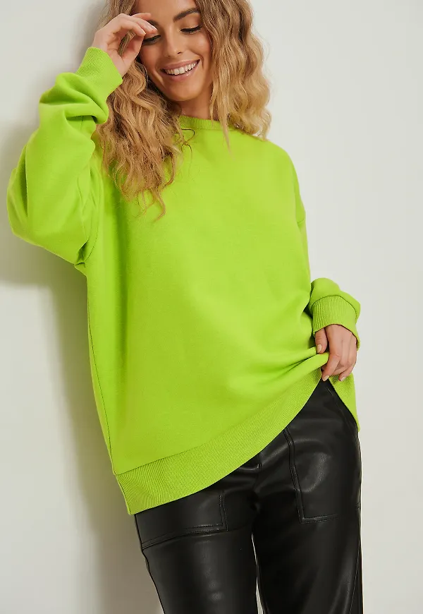 NA-KD Basic Oversized sweatshirt - Green