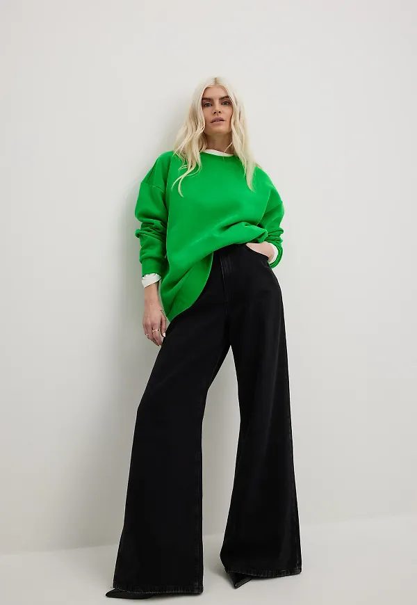 NA-KD Basic Oversized sweatshirt - Green