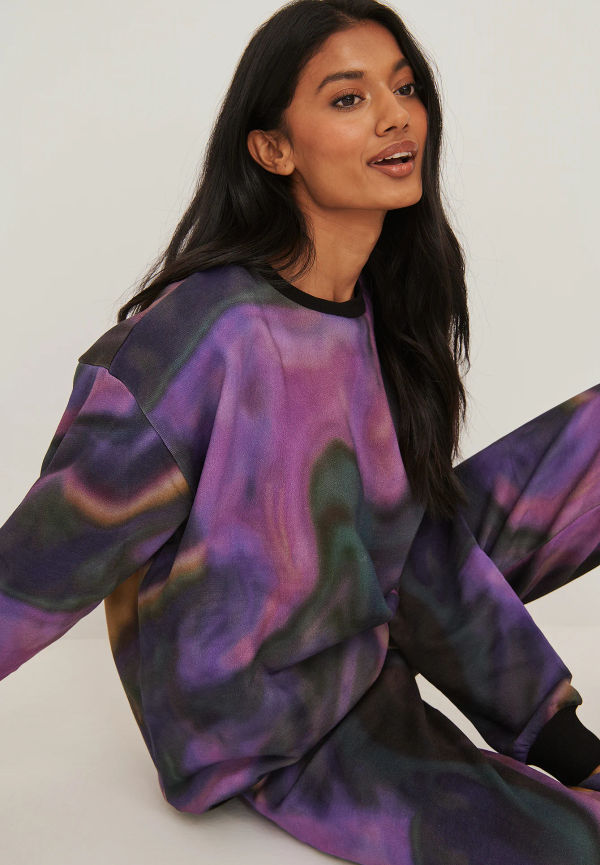 NA-KD Basic Oversized tröja med tryck - Multicolor