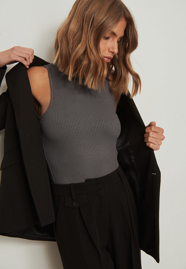 NA-KD Basic Polotopp - Grey