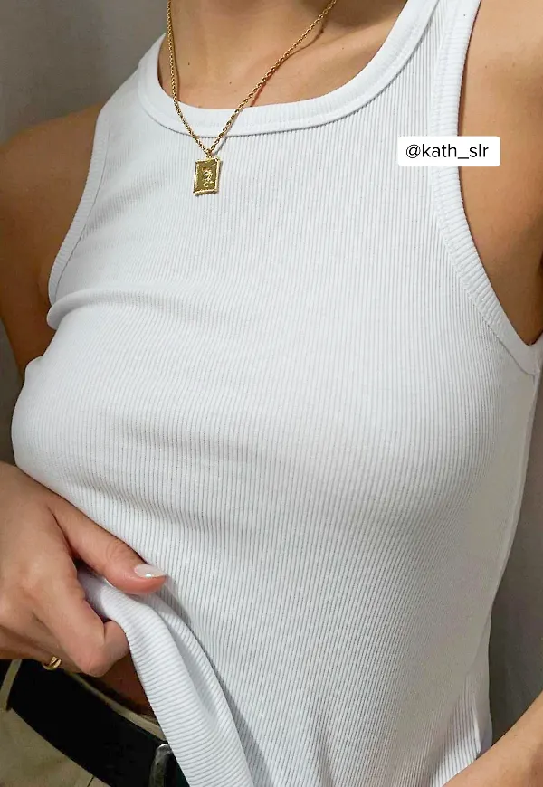 NA-KD Basic Ribbat linne - White
