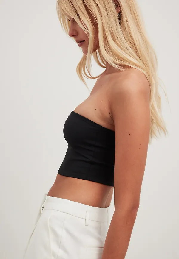NA-KD Basic Sömlös Tub-topp - Black