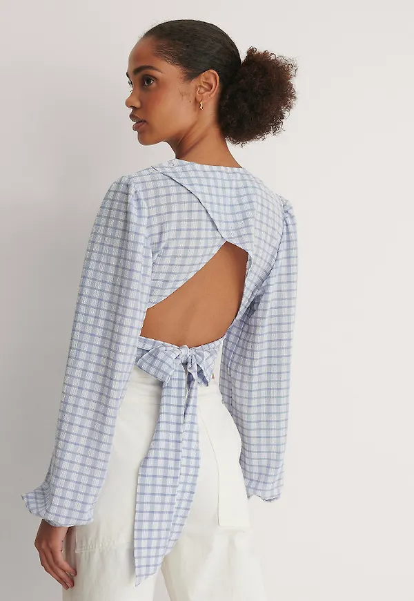 NA-KD Blus Med Knytning Bak - Blue