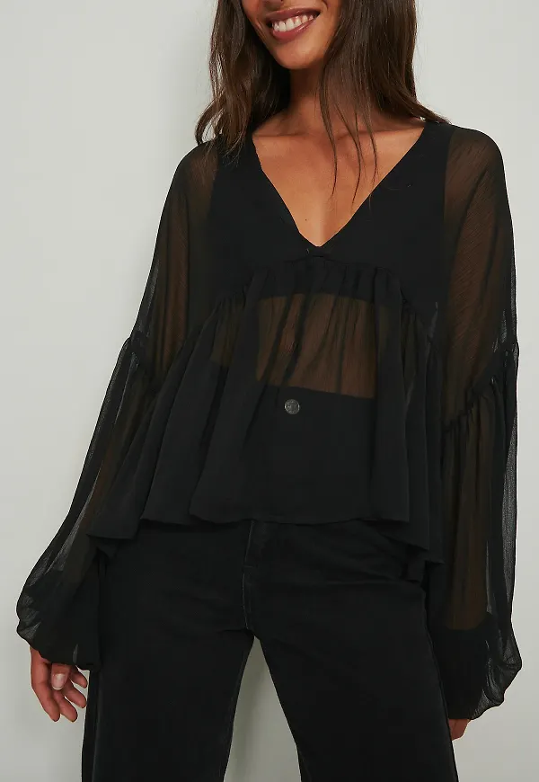 NA-KD Boho Blus - Black