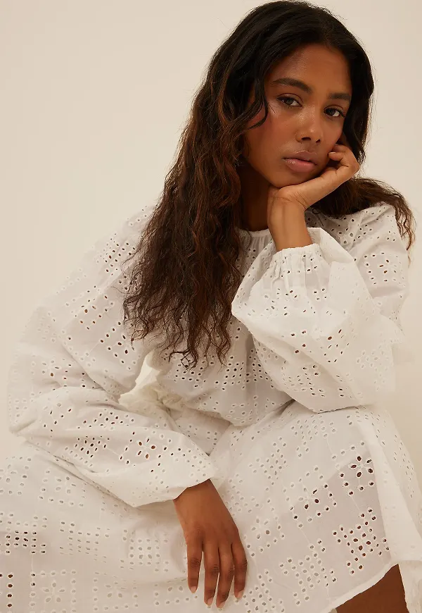 NA-KD Boho Blus med elastisk midja - White