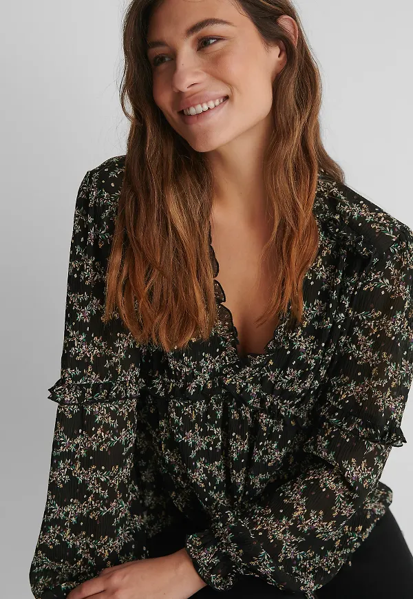 NA-KD Boho Blus Med Struktur - Flower