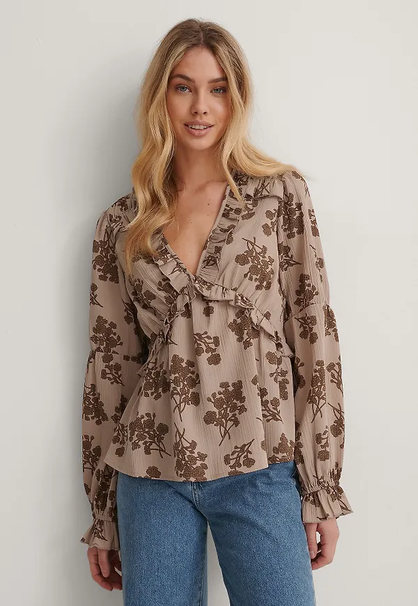NA-KD Boho Blus Med Volanger - Flower
