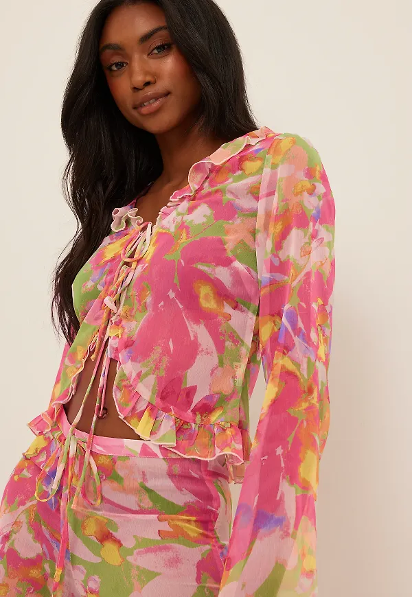 NA-KD Boho Chiffongblus - Flower