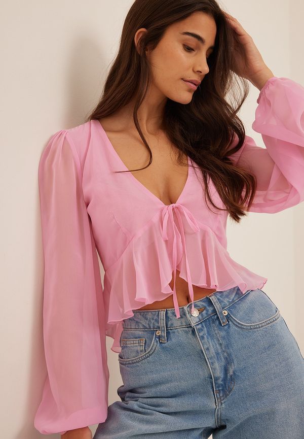 NA-KD Boho Chiffongblus - Pink