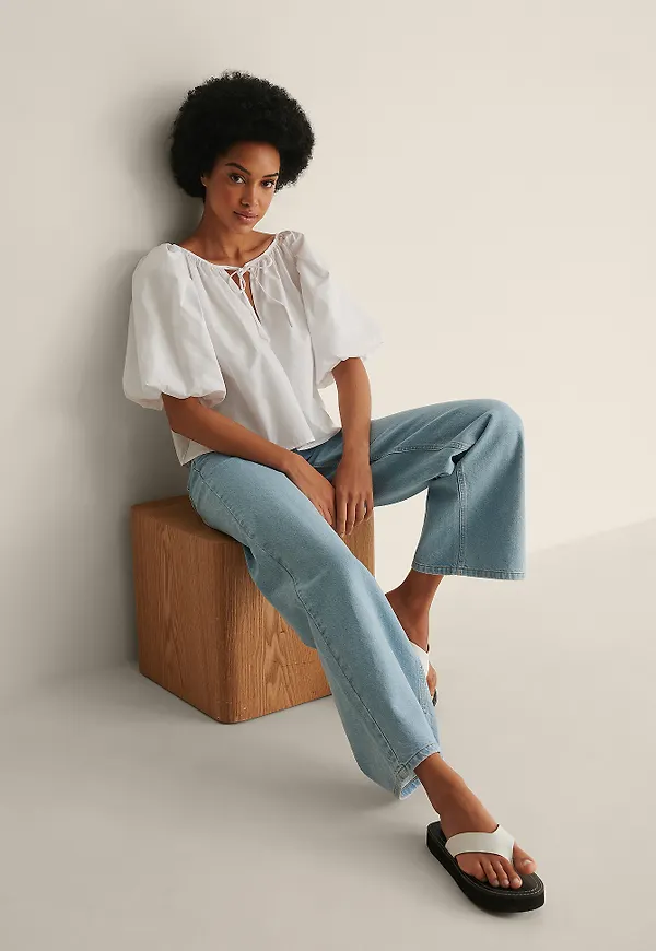NA-KD Boho Ekologisk bomullstopp - White