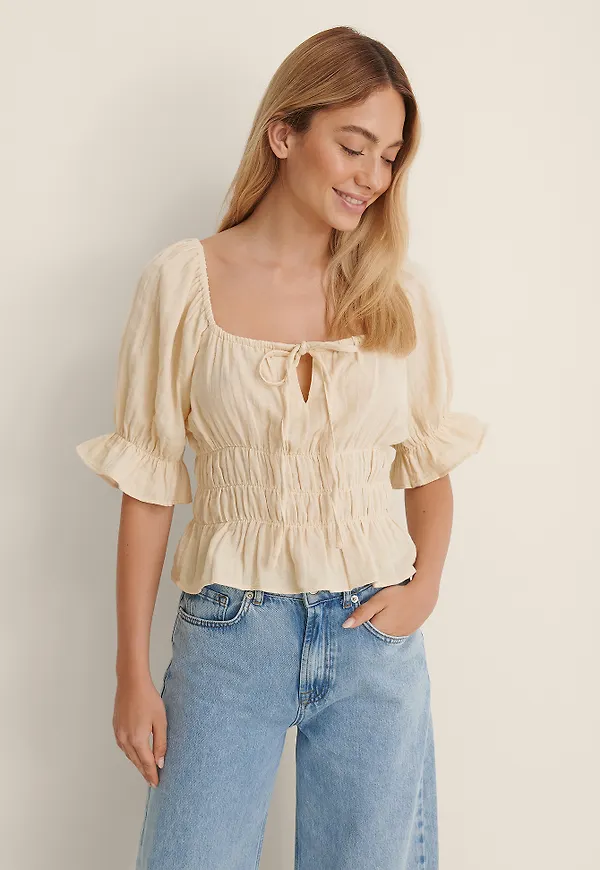 NA-KD Boho Ekologisk mjuk bomullstopp - Beige