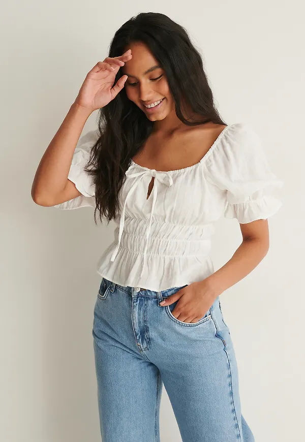 NA-KD Boho Ekologisk mjuk bomullstopp - White