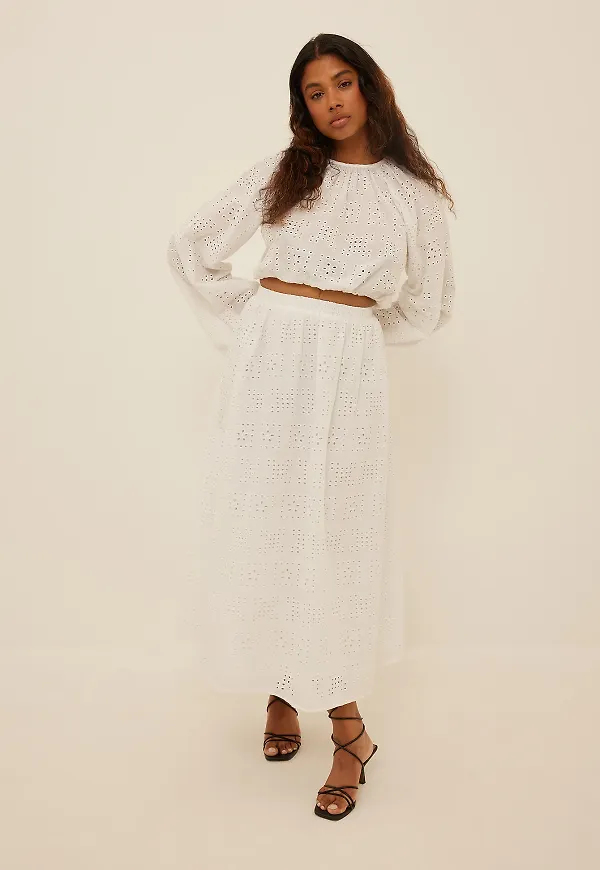 NA-KD Boho Midikjol - White
