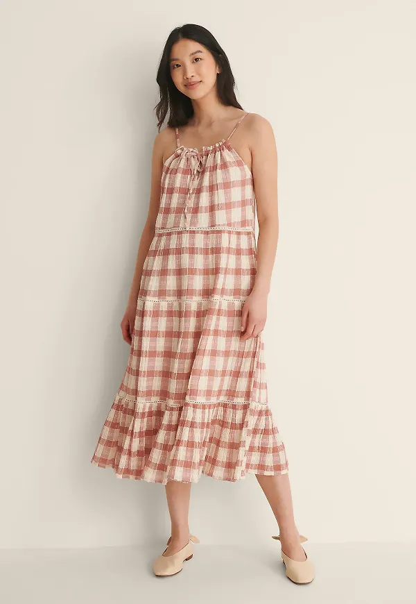 NA-KD Boho Midiklänning - Checkered