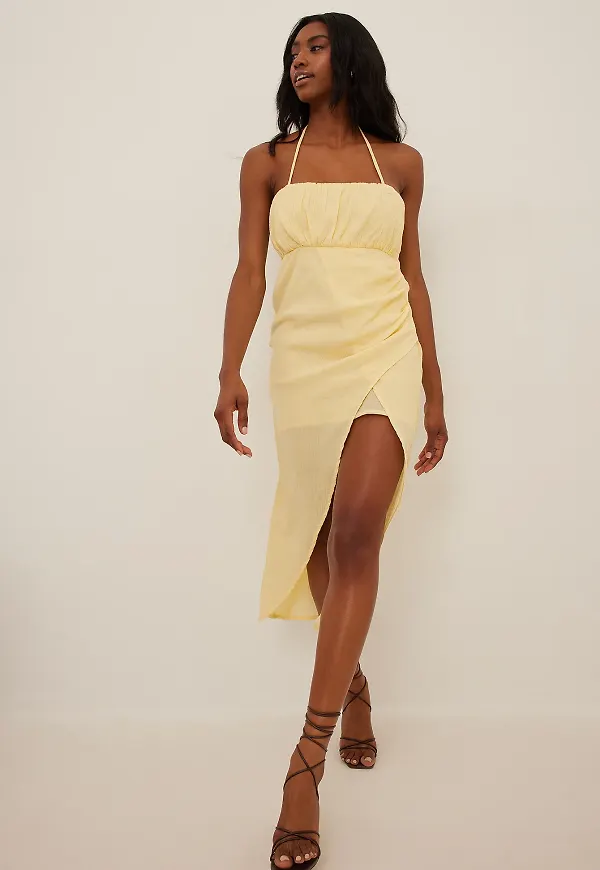 NA-KD Boho Midiklänning med omlott - Yellow