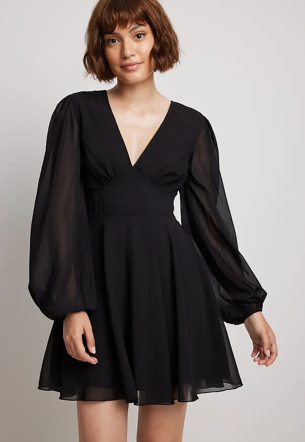 NA-KD Boho Miniklänning i chiffon - Black