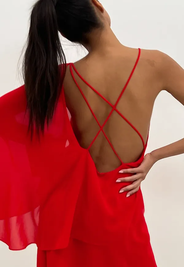 NA-KD Boho Miniklänning i chiffong - Red