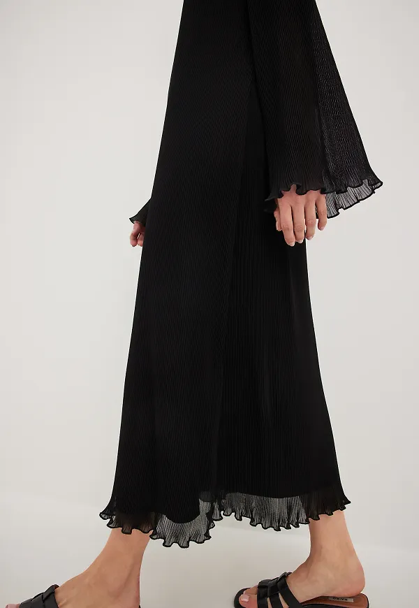 NA-KD Boho Plisserad midiklänning - Black