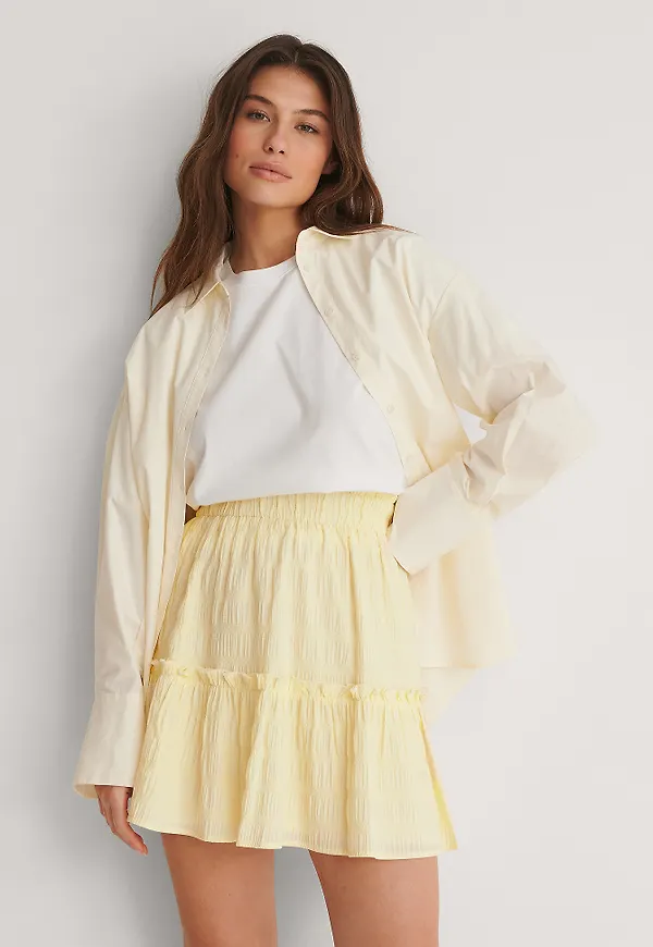 NA-KD Boho Rynkad Minikjol - Yellow