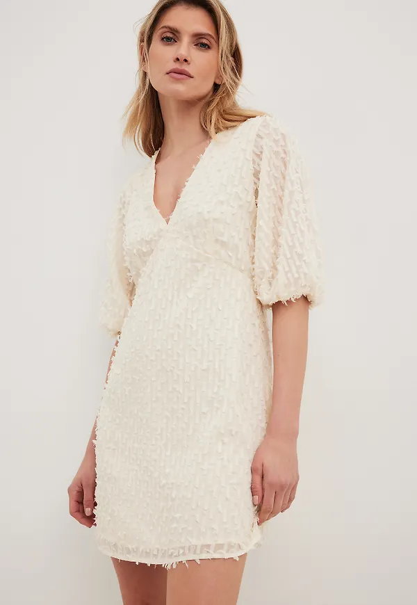 NA-KD Boho Vid miniklänning - Offwhite