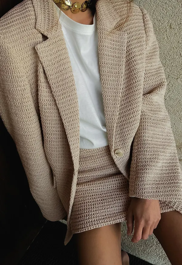 NA-KD Boho Virkad minikjol - Beige