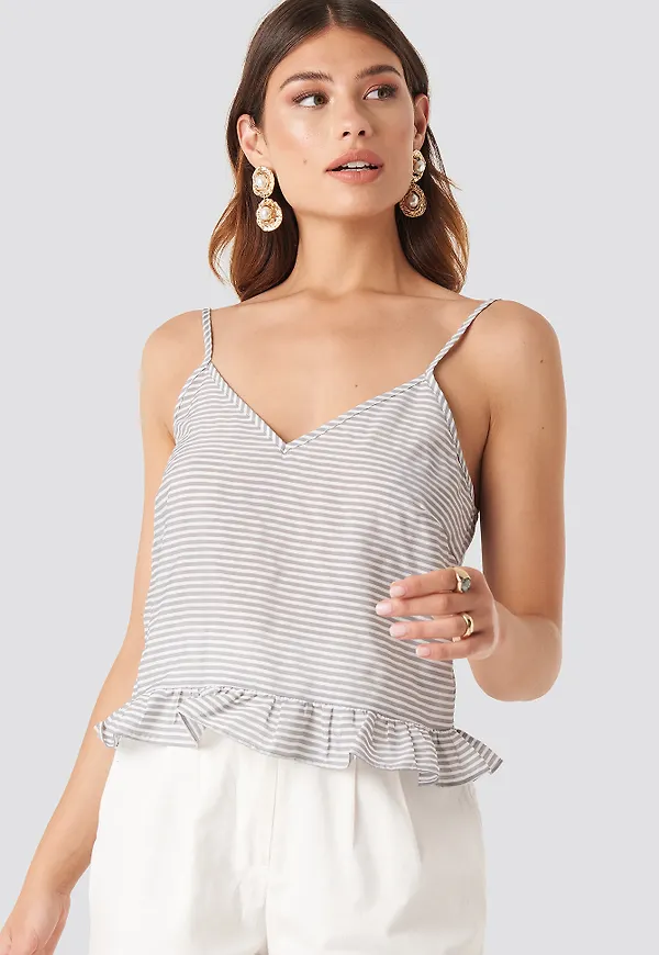 NA-KD Boho Volanglinne - Stripe