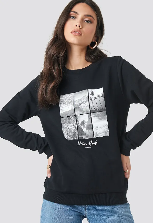 NA-KD Breathe Deeply Sweatshirt - Black