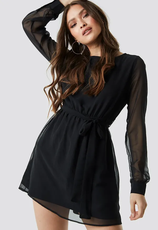 NA-KD Chiffon Dress - Black