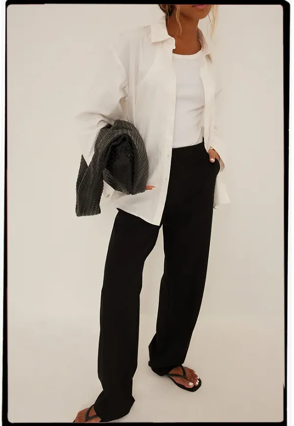 NA-KD Classic Basic vida kostymbyxor - Black