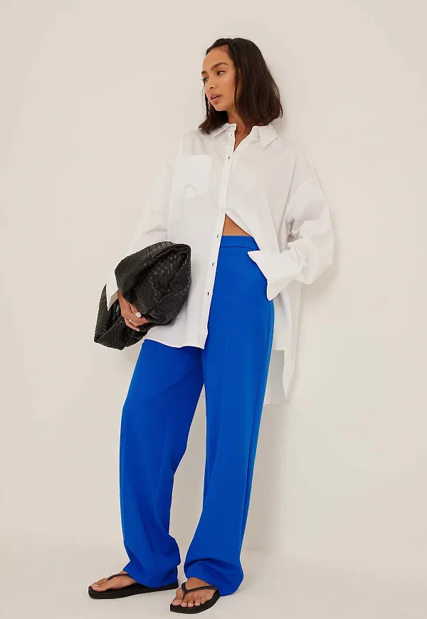 NA-KD Classic Basic vida kostymbyxor - Blue