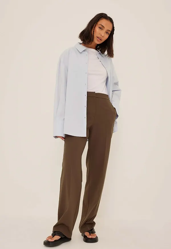NA-KD Classic Basic vida kostymbyxor - Brown