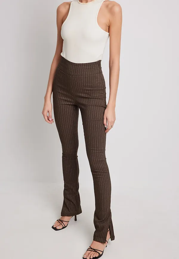NA-KD Classic Byxor - Brown,Stripe