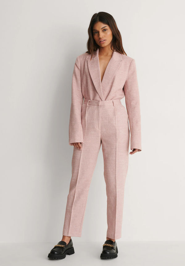NA-KD Classic Byxor Med Struktur - Pink