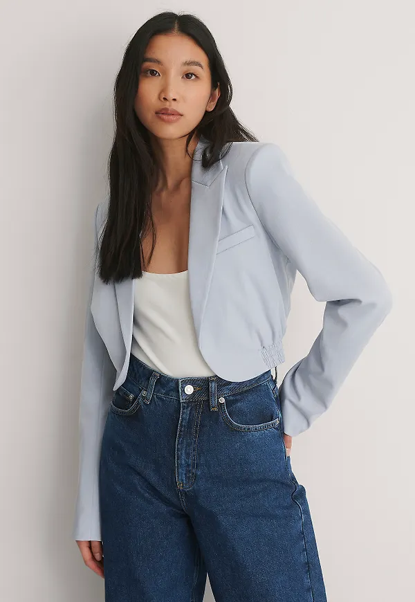 NA-KD Classic Croppad Kavaj - Blue