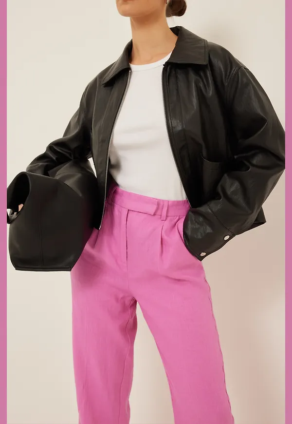 NA-KD Classic Croppade linnebyxor - Pink
