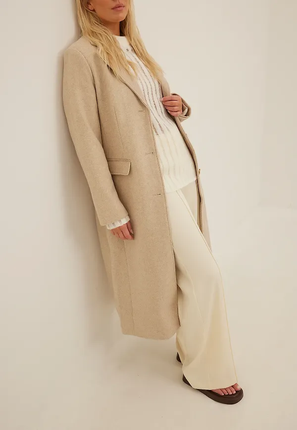 NA-KD Classic Kappa med markerad midja - Beige