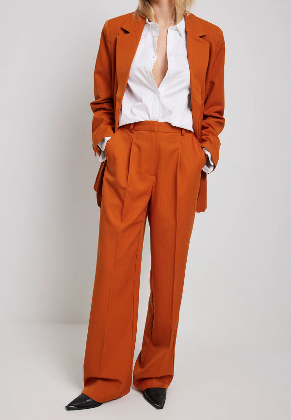 NA-KD Classic Kostymbyxor med hög midja - Orange