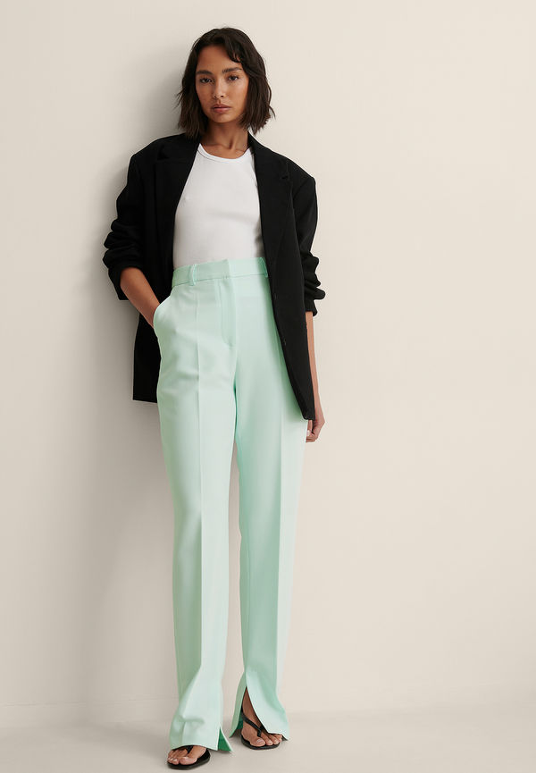 NA-KD Classic Kostymbyxor Med Slits - Blue
