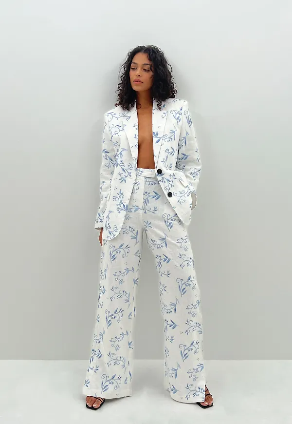 NA-KD Classic Linnebyxa med sidoslits - Flower