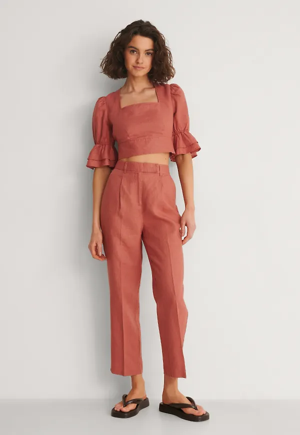 NA-KD Classic Linnebyxor - Pink