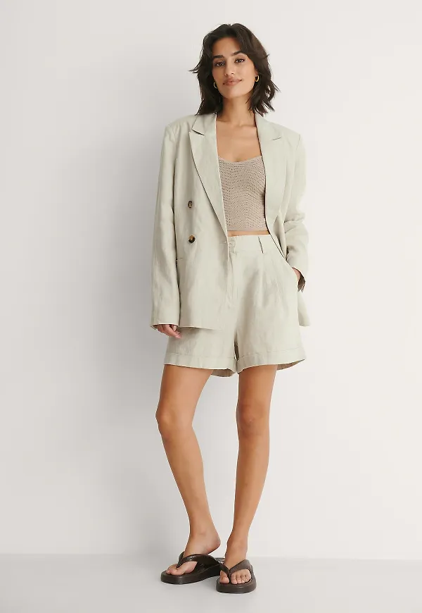 NA-KD Classic Linneshorts - Beige