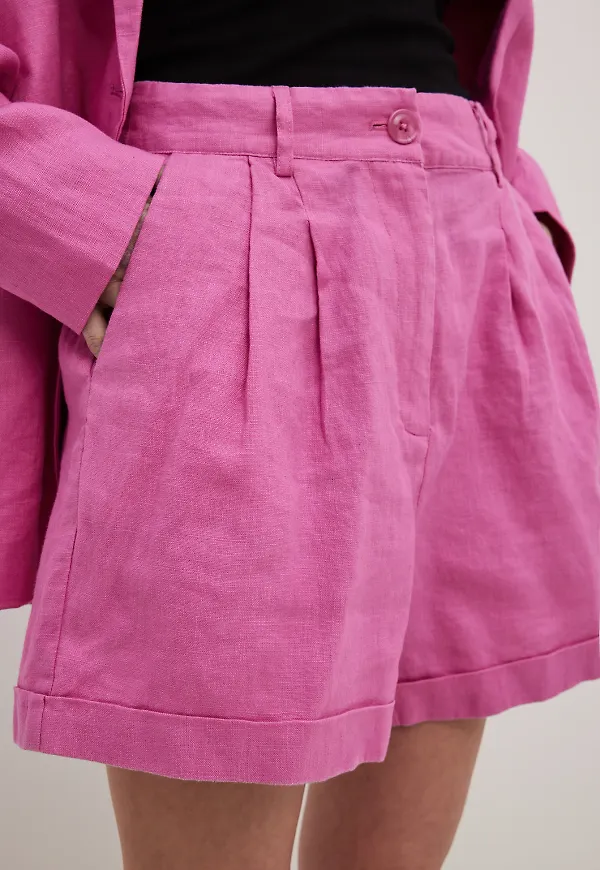 NA-KD Classic Linneshorts - Pink