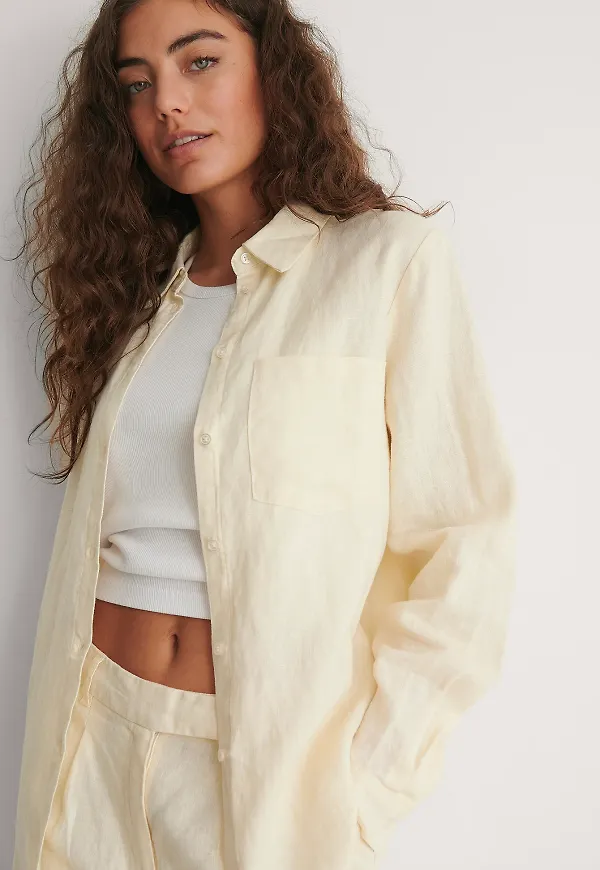 NA-KD Classic Linneskjorta - Offwhite
