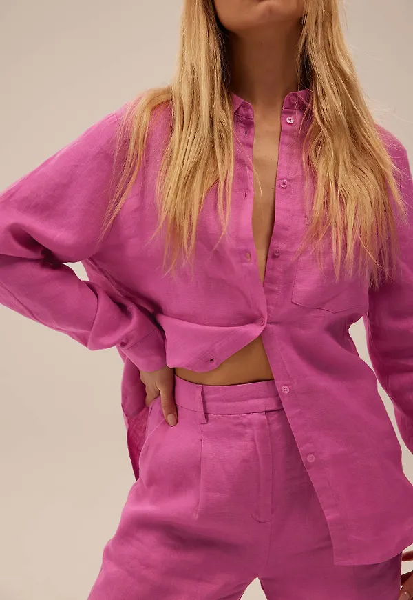 NA-KD Classic Linneskjorta - Pink