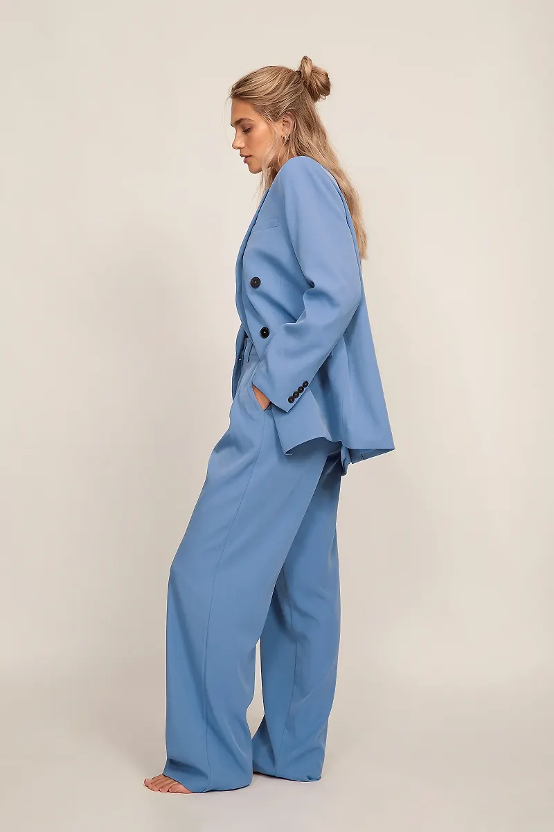 NA-KD Classic Mjuk kostymbyxor med hög midja - Blue