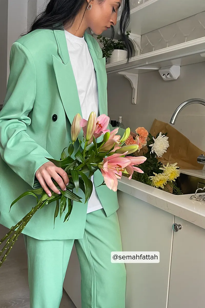 NA-KD Classic Mjuk kostymbyxor med hög midja - Green